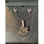 A SILVER DESIGNER OLGA NECKLACE AND EARRING SET IN A PRESENTATION BOX