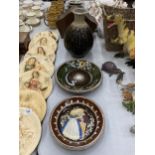TWO PIECES OF SWISS KOHLER FOLK ART TO INCLUDE A LARGE AND SMALLER BOWL PLUS A LARGE STUDIO