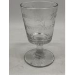 A VICTORIAN DRINKING GLASS WITH THE INSCRIPTION TRANSVAAL WAR 1899