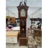 A MODERN TEMPUS FUGIT LONGCASE CLOCK WITH SINGLE WEIGHT AND GLASS DOOR