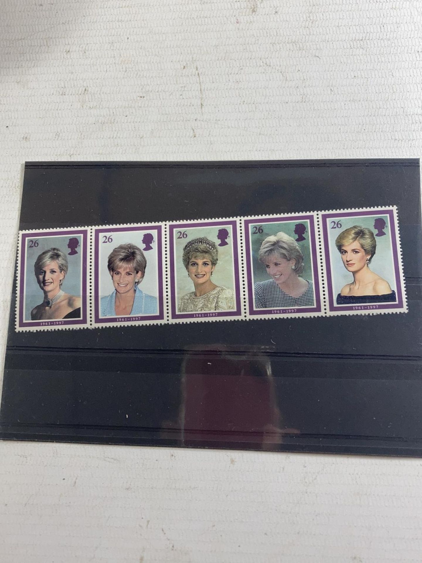 TWO NH MINT STRIPS OF GREAT BRITAIN PRINCESS OF WALES STAMPS TOGETHER WITH A CASED PRINCESS DIANA - Image 3 of 6