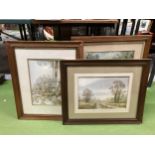 THREE VINTAGE OAK FRAMED PRINTS TO INCLUDE 'A NEW FRIEND' ETC
