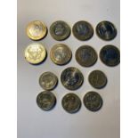 FOURTEEN COMMERORATIVE COINS TO INCLUDE NINE £2 AND FIVE £1