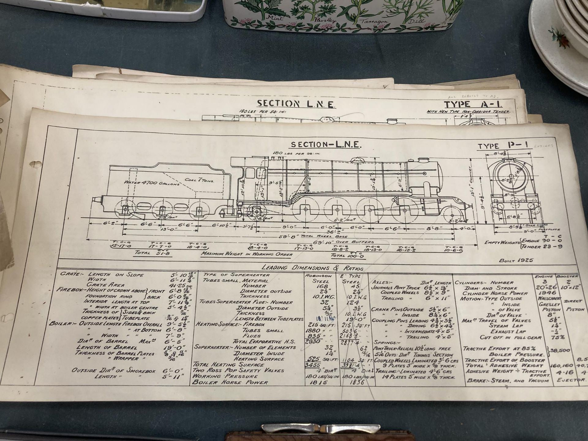 A COLLECTION OF VINTAGE STEAM TRAIN LOCOMOTIVE BLUEPRINTS - Bild 4 aus 4