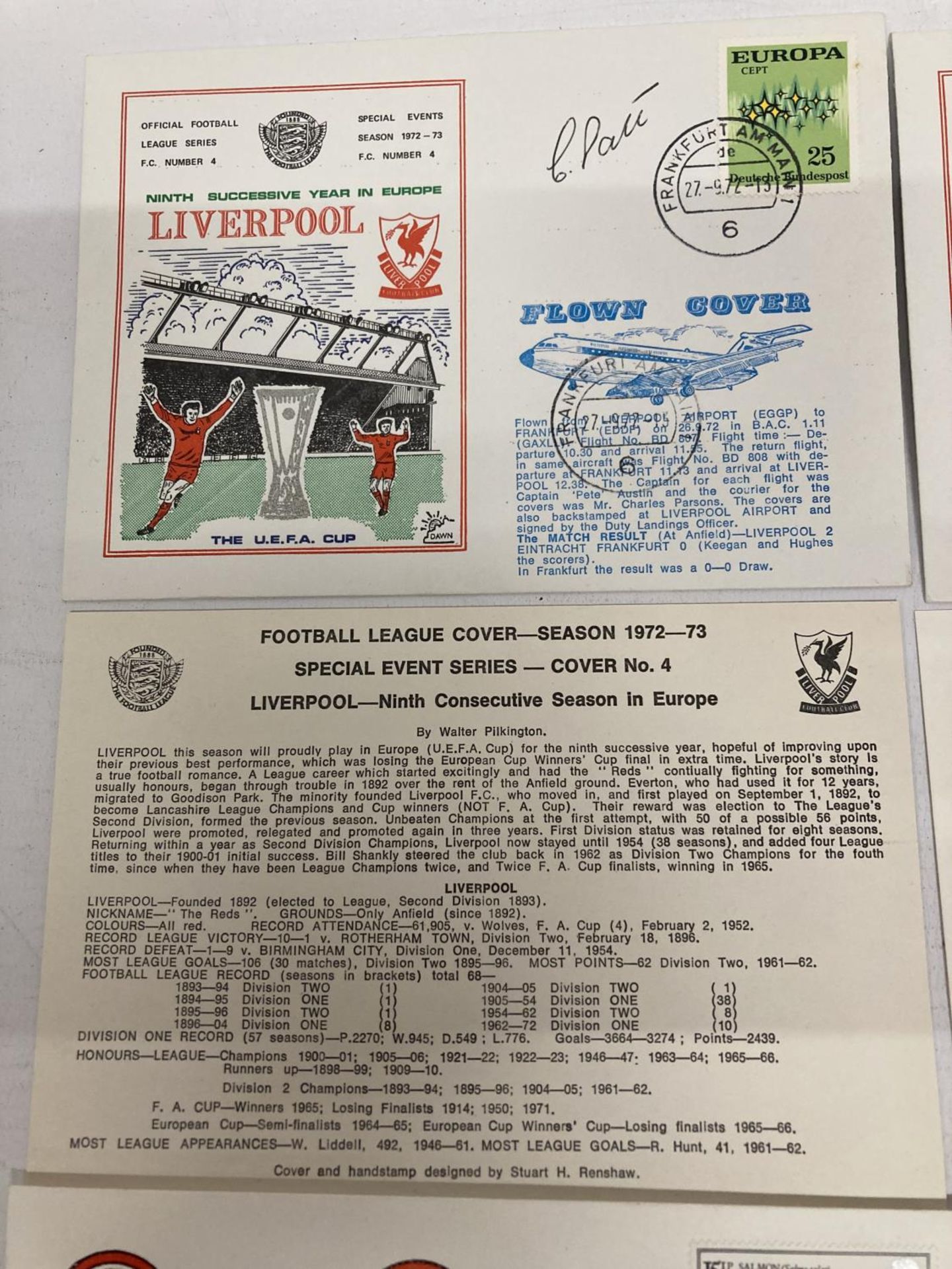 A SELECTION OF LIVERPOOL FOOTBALL CLUB 1972 - 1986 FLOWN COVERS TOGETHER WITH CUP FINAL SPECIAL - Image 2 of 6