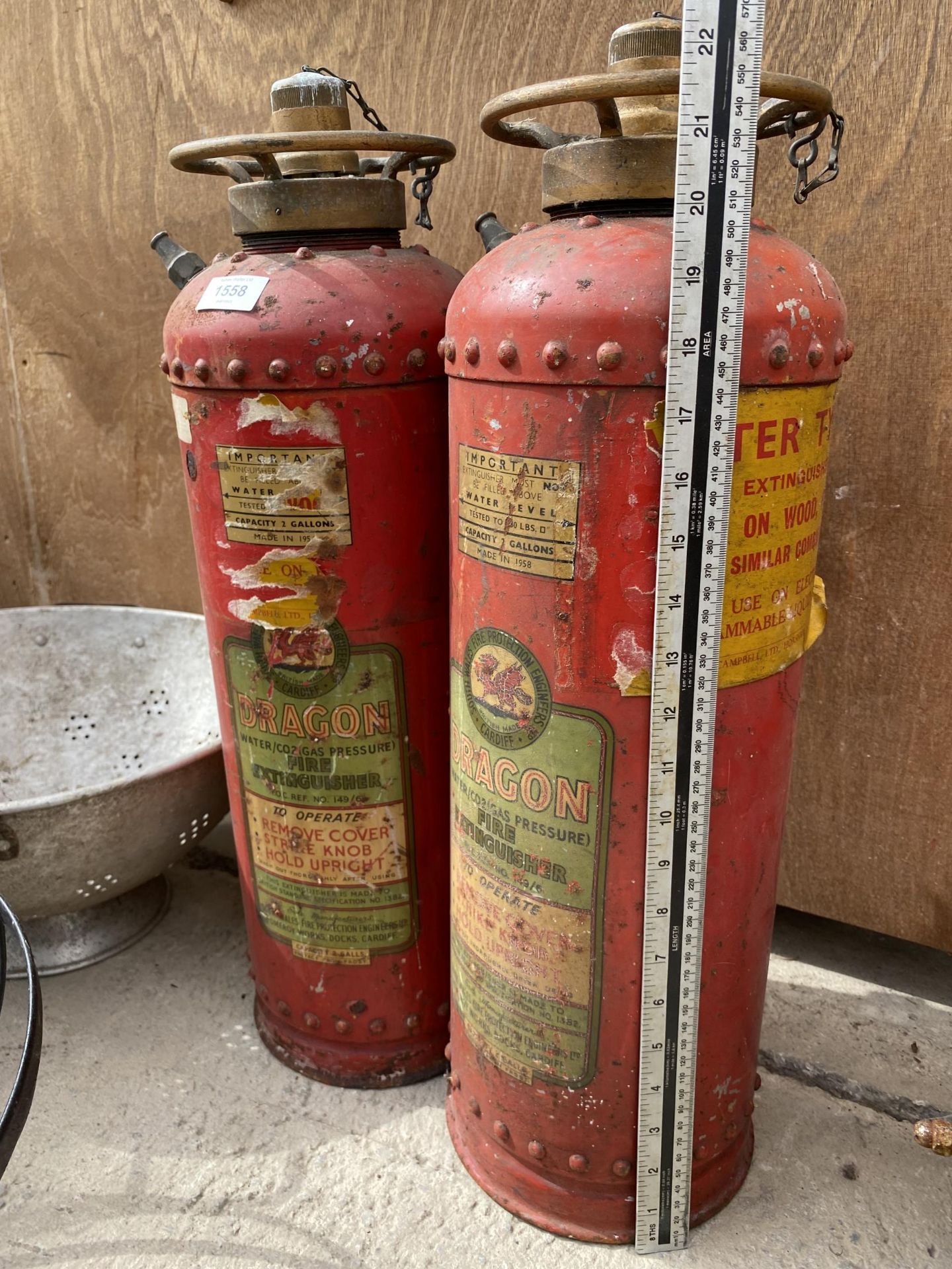 A PAIR OF DRAGON FIRE EXTINGUISHERS - Image 3 of 3