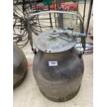 A STAINLESS STEEL MILKING BUCKET/PLANTER WITH LID