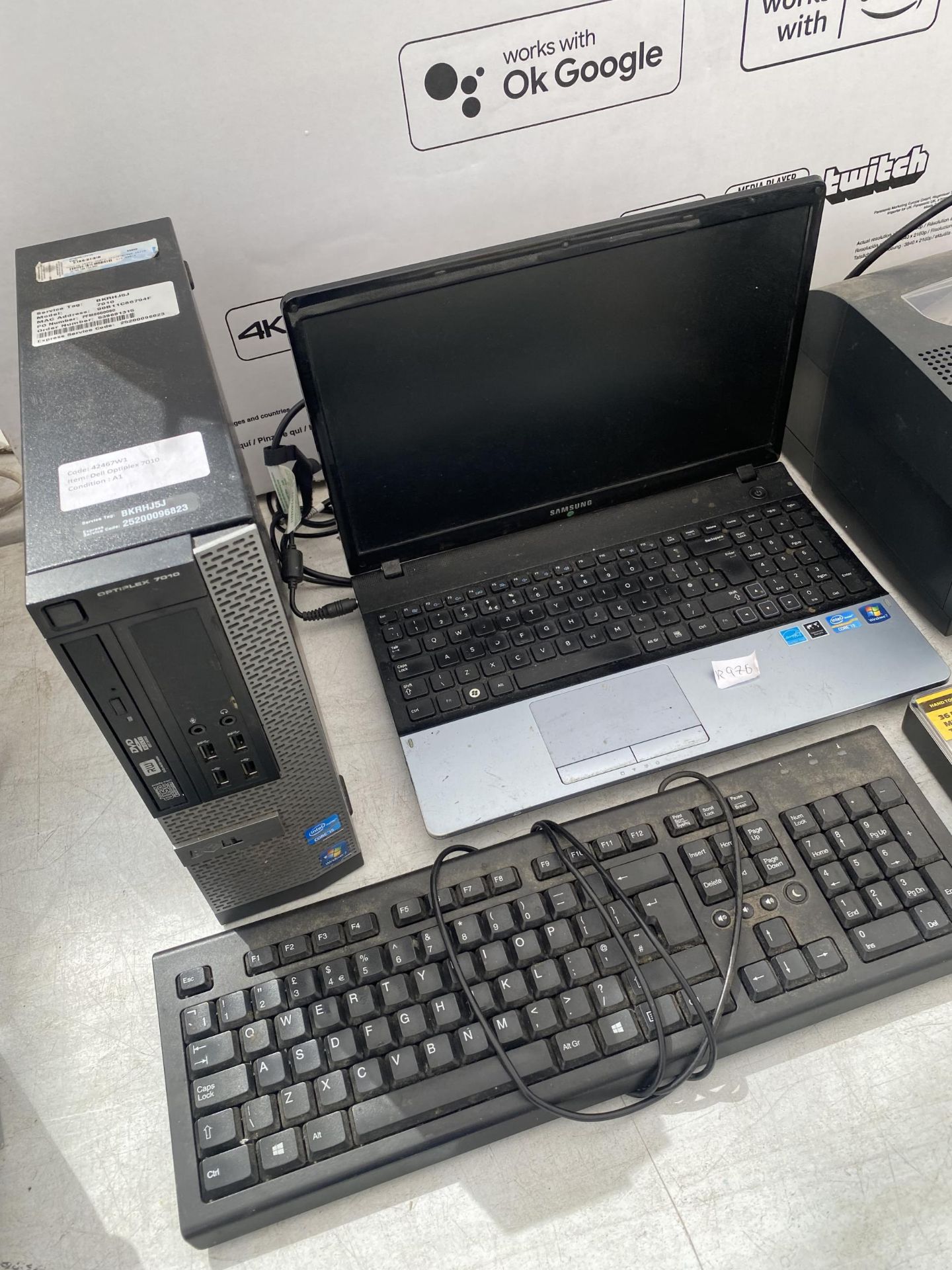 AN ASSORTMENT OF ITEMS TO INCLUDE A SAMSUNG LAPTOP, LABEL PRINTER AND COMPUTER TOWER ETC - Image 2 of 3