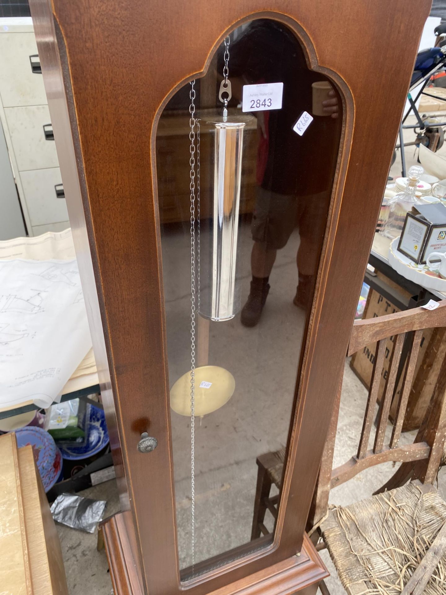 A MODERN TEMPUS FUGIT LONGCASE CLOCK WITH SINGLE WEIGHT AND GLASS DOOR - Image 3 of 5