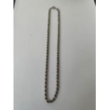 A SILVER ROPE CHAIN NECKLACE LENGTH 18 INCHES