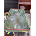 AN ASSORTMENT OF CUT GLASS ITEMS TO INCLUDE VASES ETC