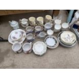 AN ASSORTMENT OF CERAMICS TO INCLUDE SOUP CUPS, PLATES AND BOWLS ETC