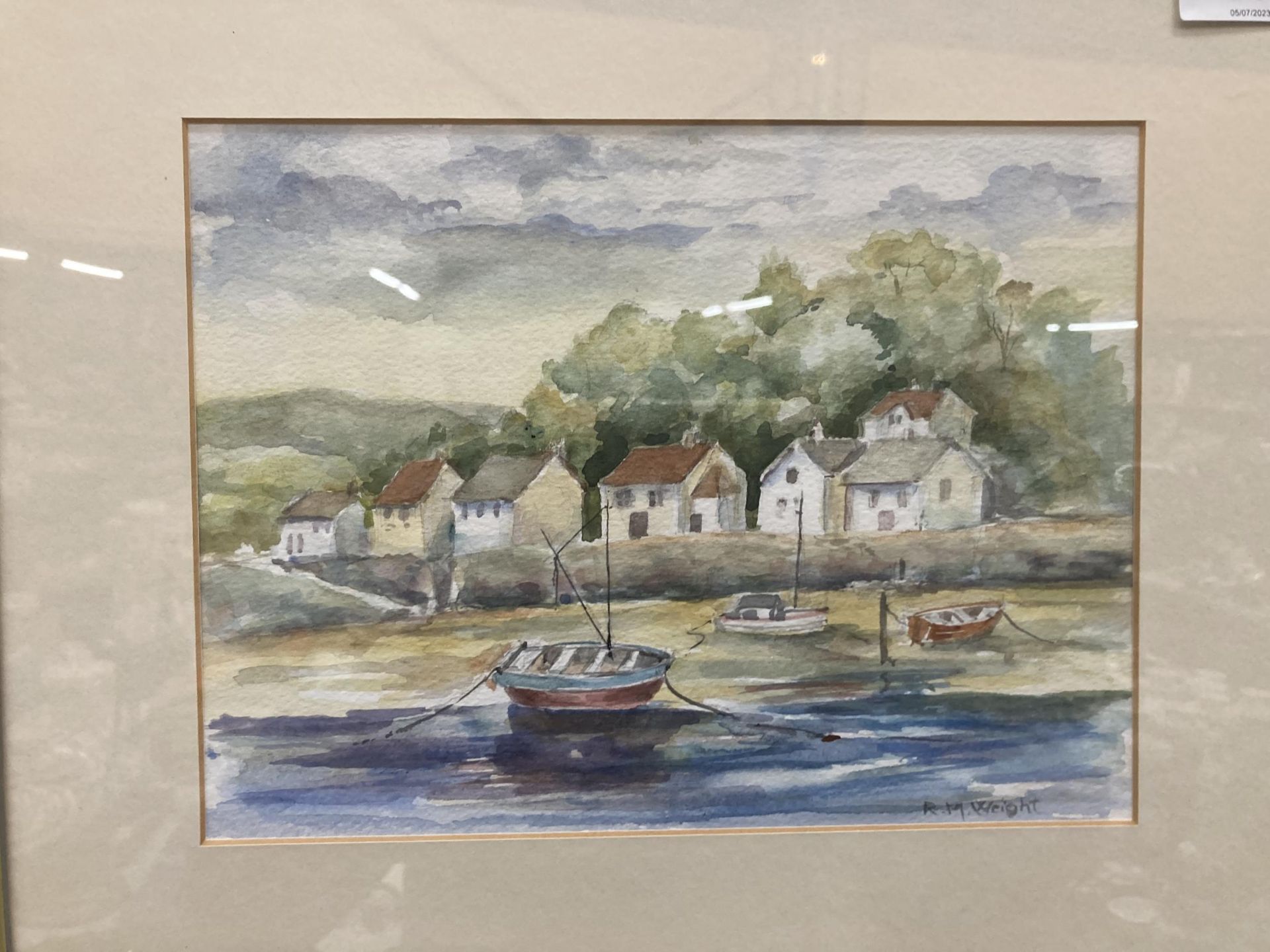 TWO FRAMED WATERCOLOURS , R.M WEIGHT & OTHER INDISTINCTLY SIGNED - Image 2 of 6