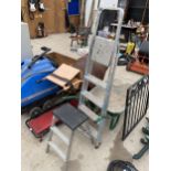 A BELDRAY FOUR RUNG ALUMINIUM STEP LADDER AND A TWO RUNG STEP STOOL