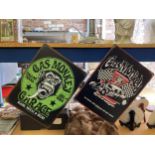 TWO GAS MONKEY TIN PLATE SIGNS 30CM X 40CM