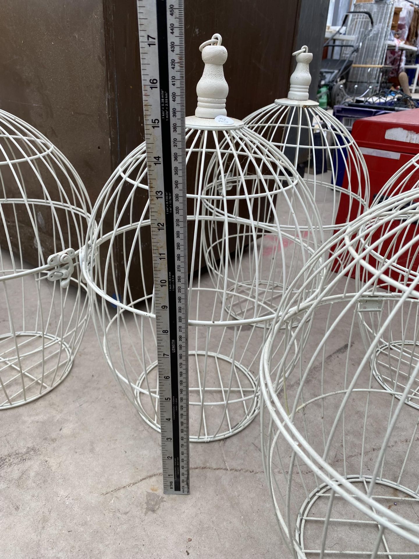 FIVE DECORATIVE METAL BIRD CAGE STYLE PLANTERS - Image 3 of 3