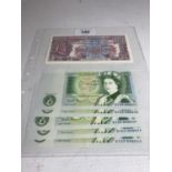 FIVE BANK OF ENGLAND ONE POUND NOTES WITH CONSECTUTIVE NUMBERS SIGNED SOMERSET (1980-1988) AND A