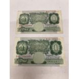 TWO BANK OF ENGLAND ONE POUND NOTES SIGNED MAHON (1925-1929)