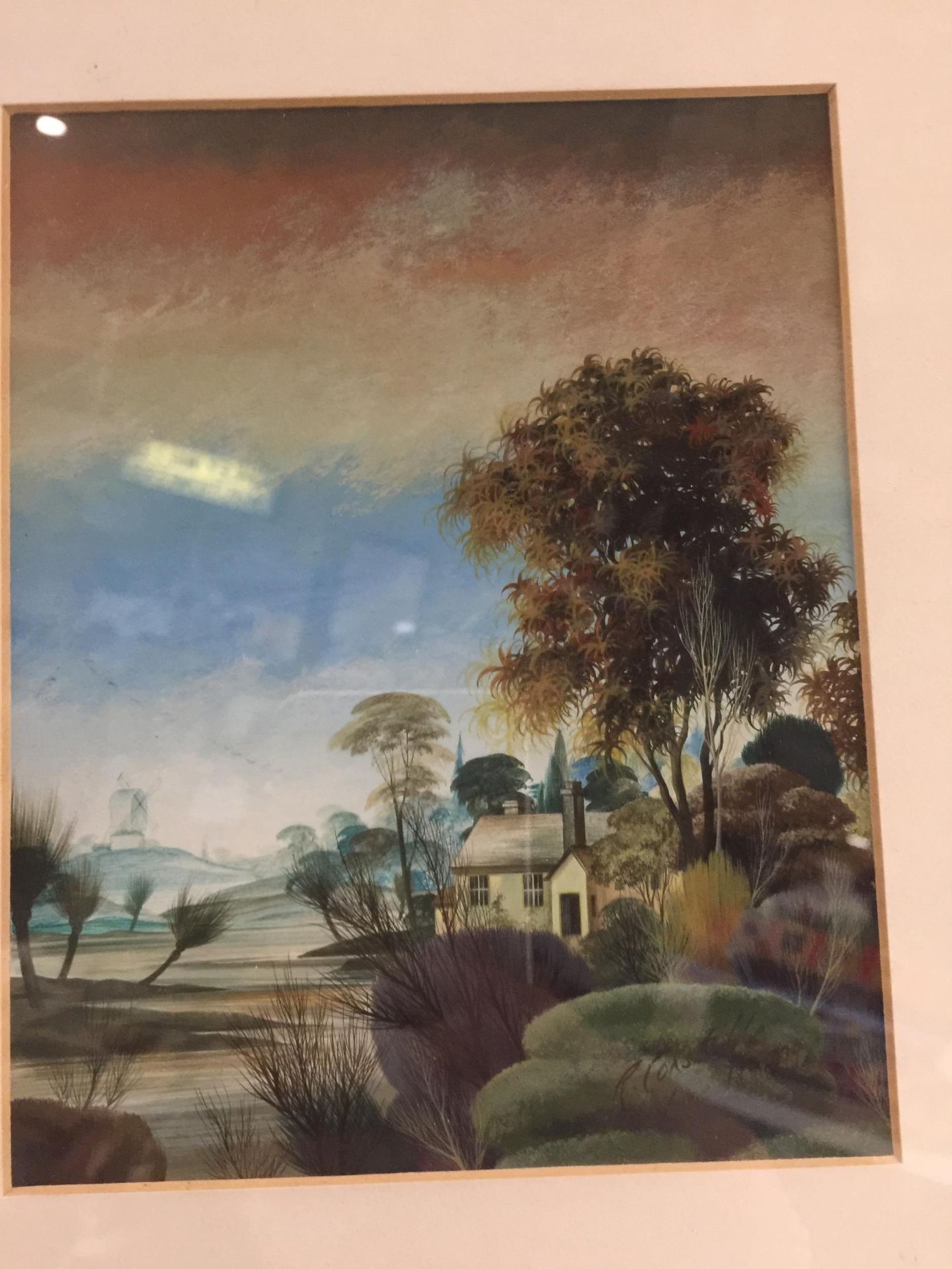 A WATERCOLOUR OF A COTTAGE AND DISTANT WINDMILL SIGNED BY THE LATE RICHARD GOLDING CONSTABLE, - Bild 2 aus 2
