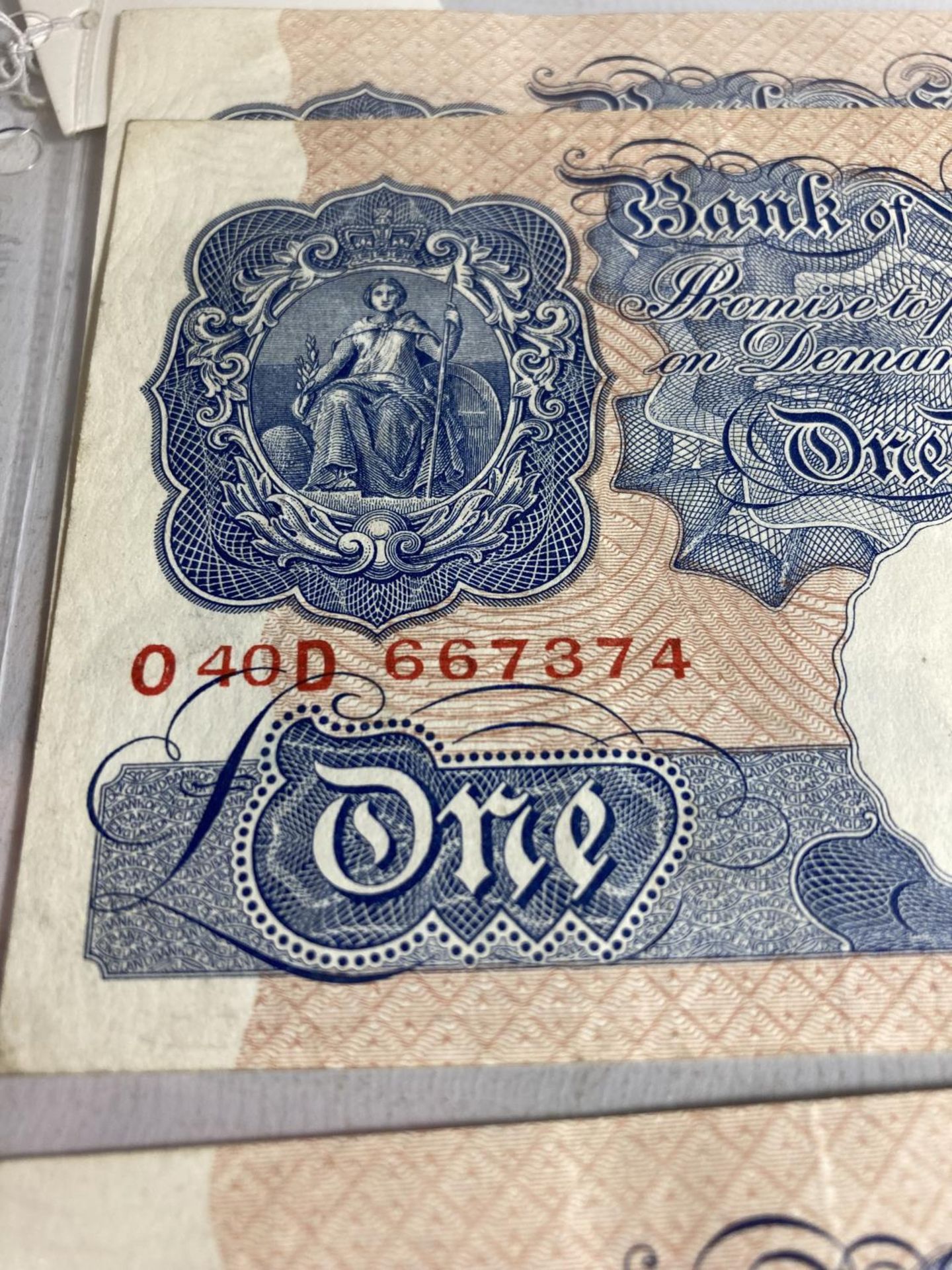 THREE BANK OF ENGLAND ONE POUND NOTES SIGNED PEPPIATT (1934-1949) - Image 4 of 8
