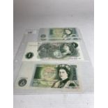 FOUR BANK OF ENGLAND ONE POUND NOTES TWO SIGNED PAGE (1970-1980) AND TWO SOMERSET (1980-1988)