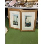 A PAIR OF PENCIL SIGNED LIMITED EDITION HARBOUR SCENE FRAMED PRINTS