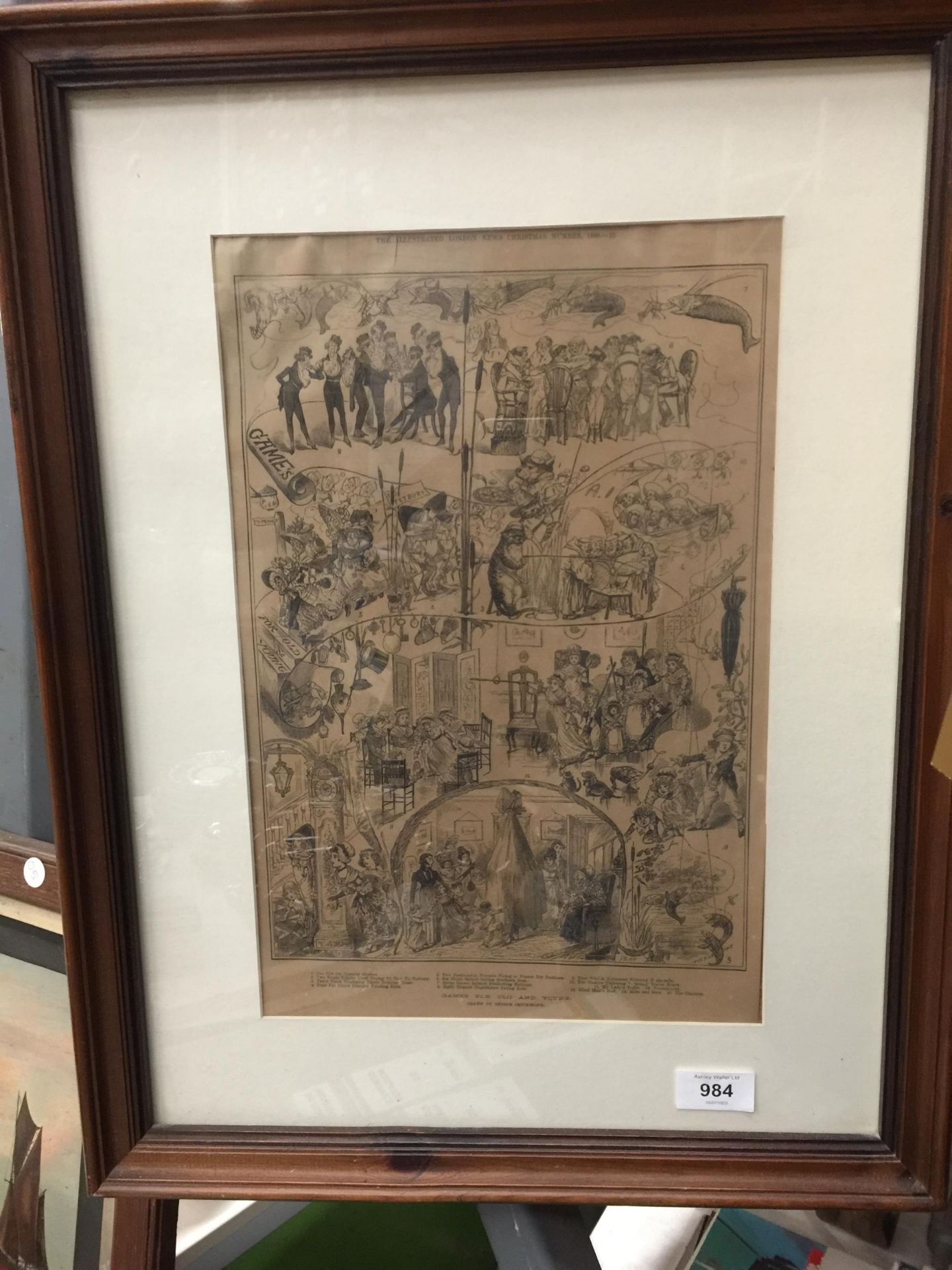 A FRAMED VINTAGE 'ILLUSTRATED LONDON NEWS' CHRISTMAS EDITION PAGE