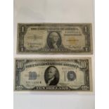 TWO THE UNITED STATES OF AMERICA SILVER CERTIFICATE NOTES SIGNED MORGENTHAU (1934-1945) TO INCLUDE A