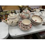 A COLLECTION OF EMMA BRIDGEWATER POTTERY TO INCLUDE TWO TEAPOTS, AND BOWLS
