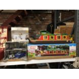 A SYLVANIAN FAMILIES CANAL BOAT IN BOX, AS NEW HARRY POTTER MYSTERY FLYING SNITCH AND A WARHAMMER