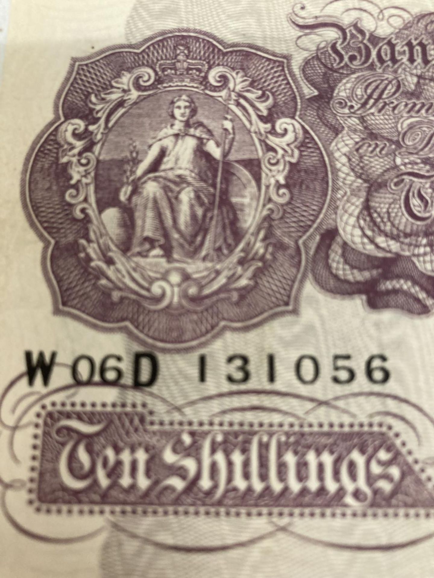 TWO BANK OF ENGLAND MAUVE TEN SHILLINGS NOTES SIGNED PEPPIATT (1934-1949) - Image 3 of 5