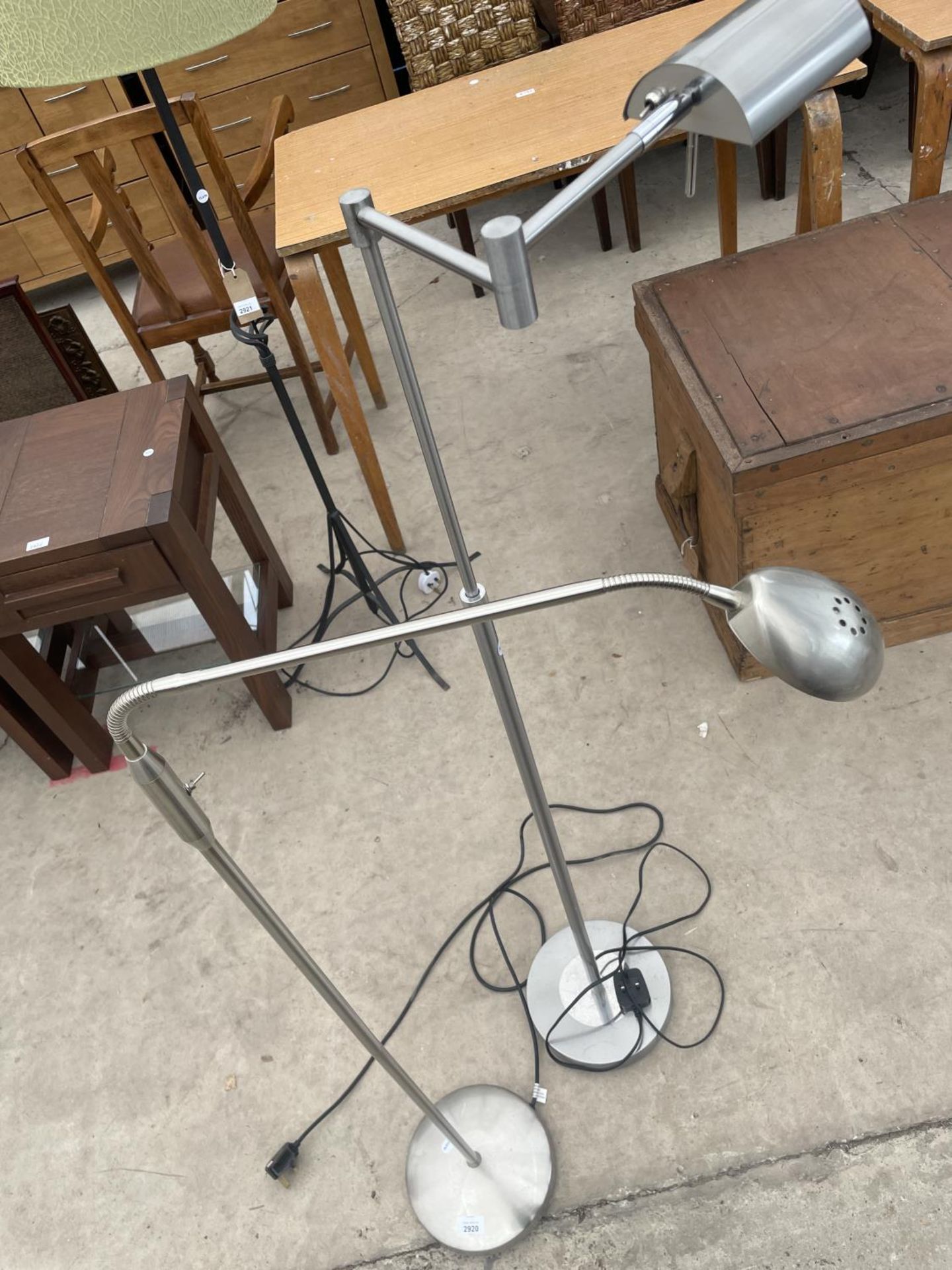 TWO MODERN POLISHED STEEL READING LAMPS - Image 2 of 2