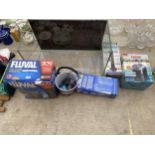 AN ASSORTMENT OF ITEMS TO INCLUDE A FISH TANK, TANK PUMPS AND FILTERS ETC