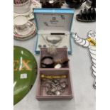 A QUANTITY OF WATCHES PLUS A BOXED WATCH, NECKLACE, EARRINGS AND RING SET