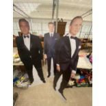 THREE CARDBOARD CUT OUTS OF ACTORS TO INCLUDE COLIN FIRTH AND DANIEL GRAIG ETC