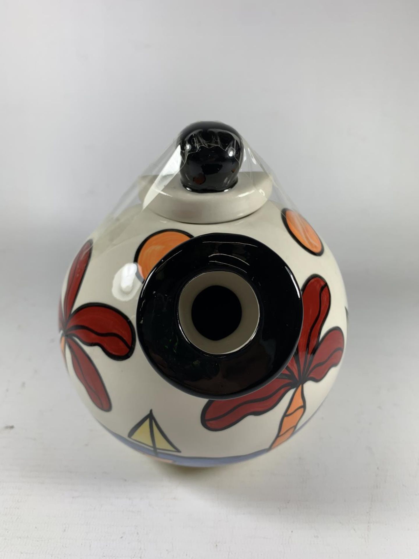 A LORNA BAILEY HANDPAINTED AND SIGNED BALLOON HANDLED TEAPOT TROPICANA - Image 2 of 4