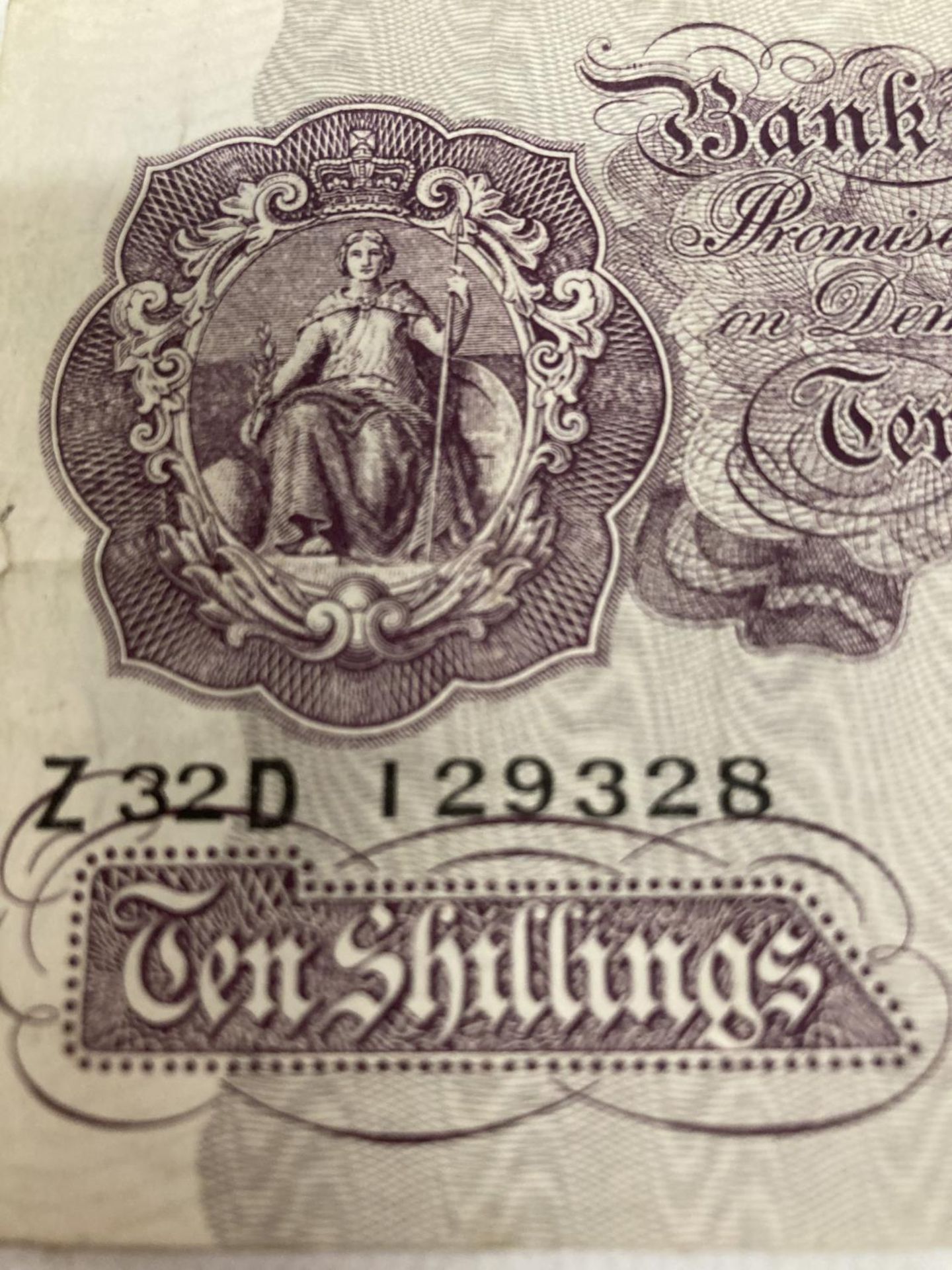 TWO BANK OF ENGLAND MAUVE TEN SHILLINGS NOTES SIGNED PEPPIATT (1934-1949) - Image 4 of 5