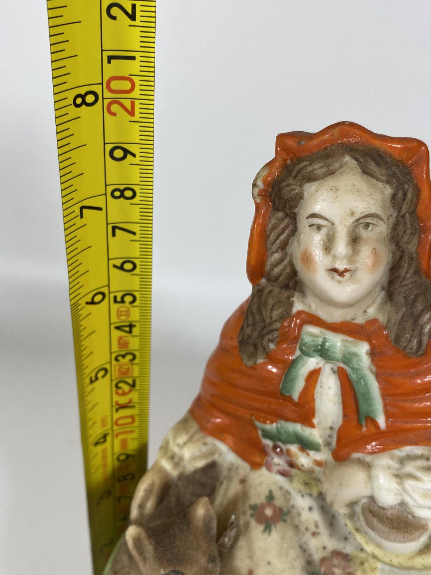 A GROUP OF THREE STAFFORDSHIRE POTTERY FIGURES, LITTLE RED RIDING HOOD ETC - Image 4 of 4