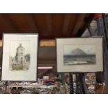 TWO FRAMED PRINTS TO INCLUDE A H.M BRIGGS EXAMPLE OF A GRAVEYARD