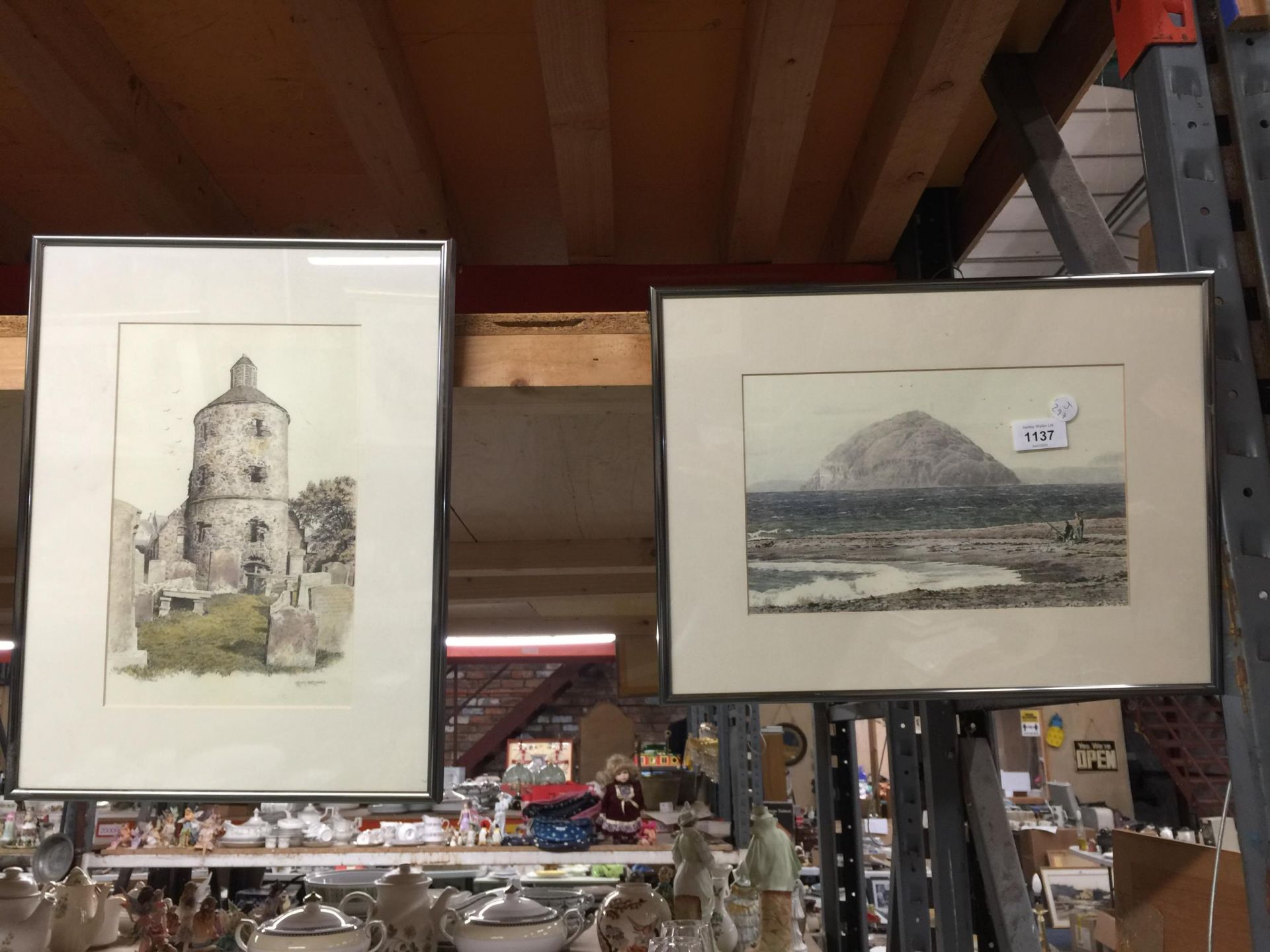 TWO FRAMED PRINTS TO INCLUDE A H.M BRIGGS EXAMPLE OF A GRAVEYARD