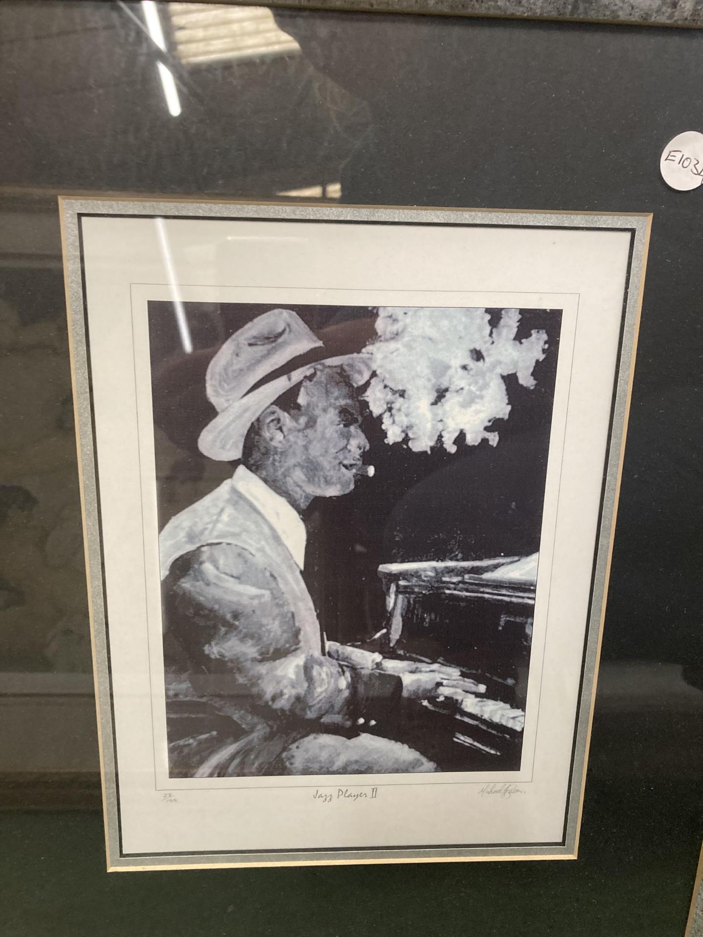 TWO FRAMED PRINTS - JAZZ PLAYERS PENCIL SIGNED LIMITED EDITION AND ABSTRACT BAR SCENE - Image 3 of 4