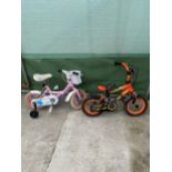TWO CHILDRENS BIKES TO INCLUDE ONE BOYS AND ONE GIRLS