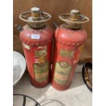 A PAIR OF DRAGON FIRE EXTINGUISHERS