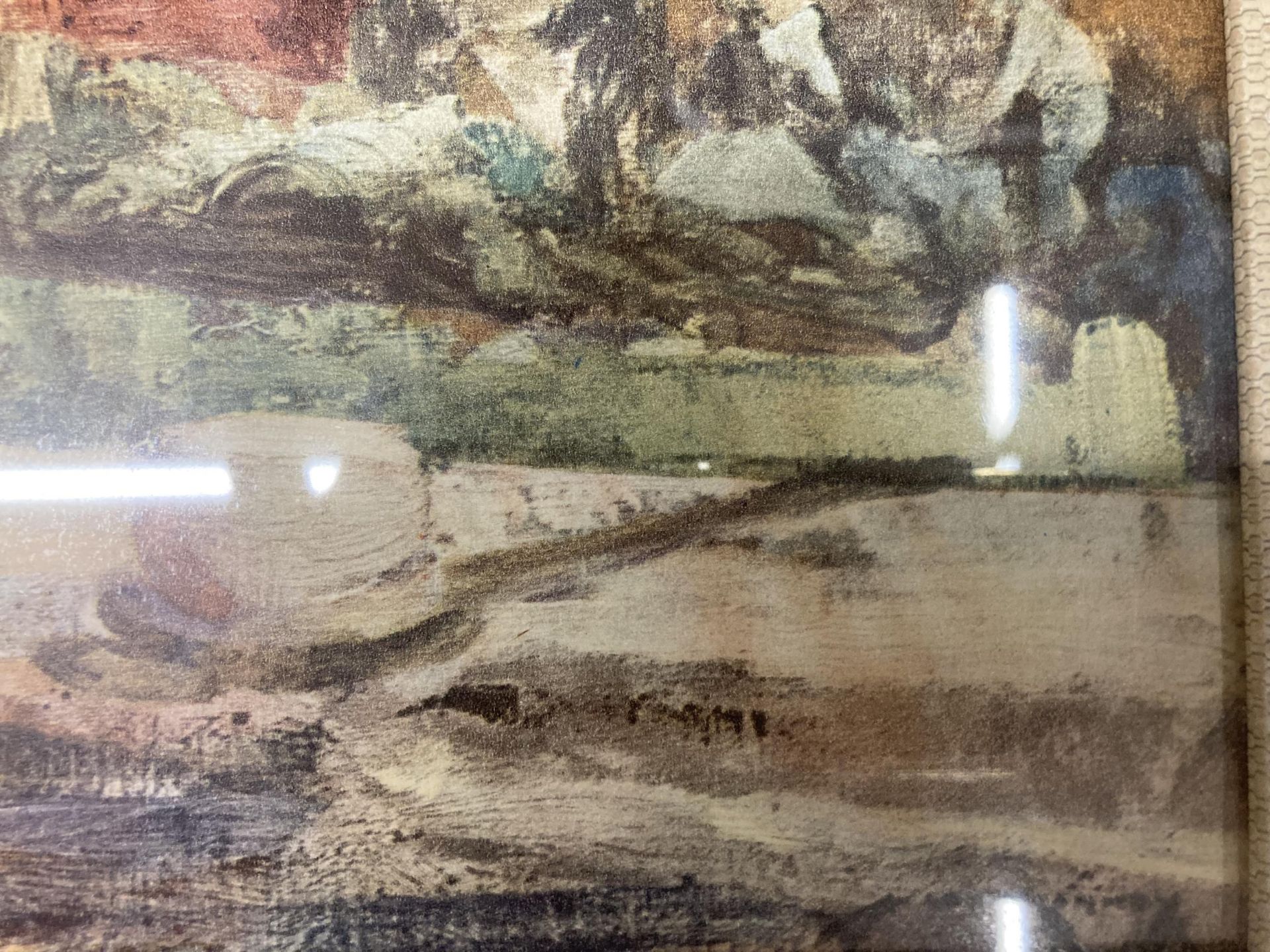 A LARGE GILT FRAMED PRINT OF A BOATING SCENE, UNSIGNED - Image 2 of 2