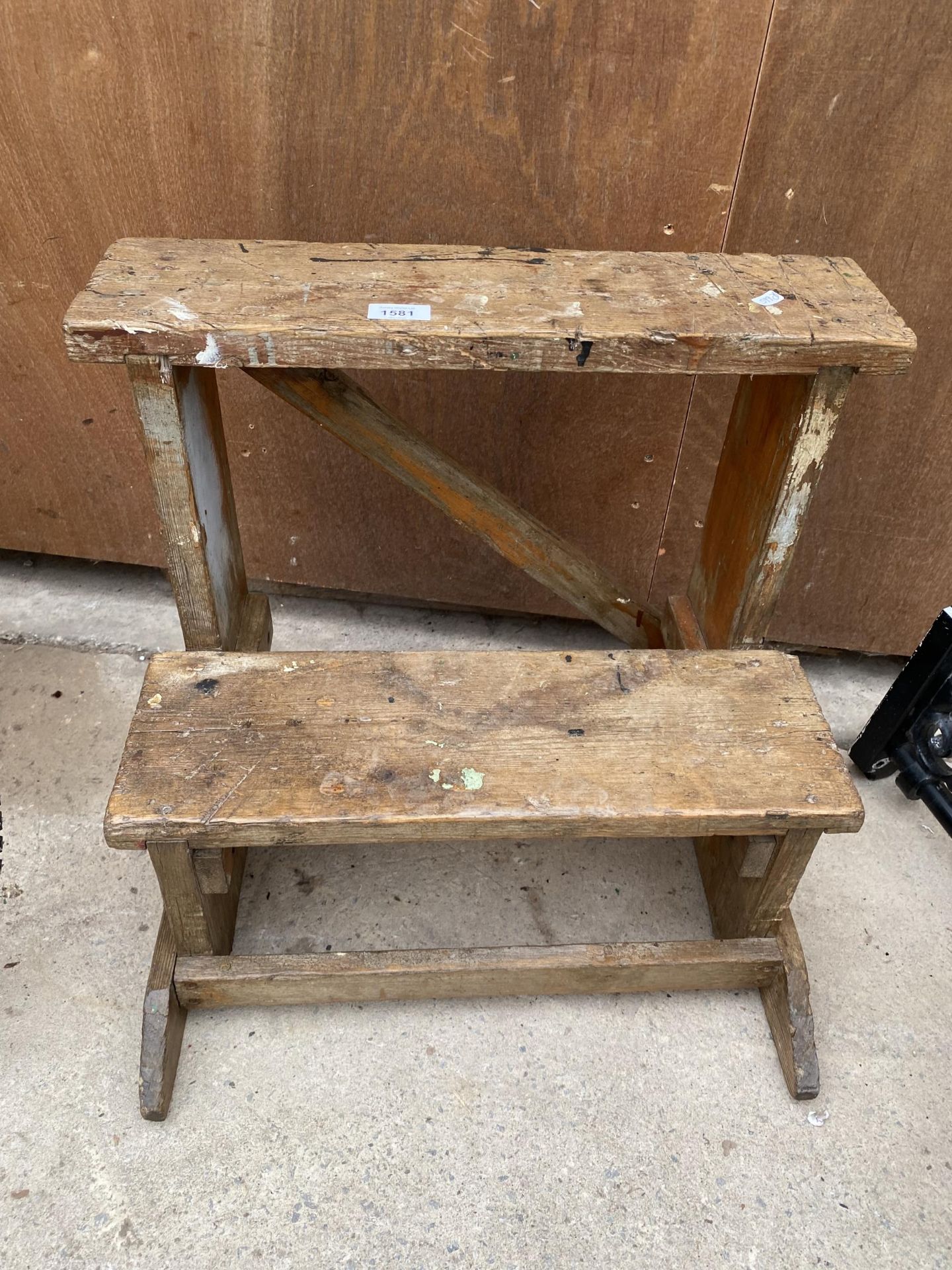 A SET OF RUSTIC PINE KITCHEN STEPS