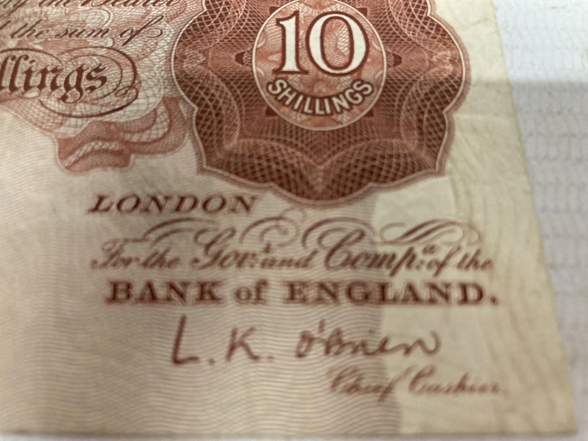 THREE BANK OF ENGLAND TEN SHILLINGS NOTES SIGNED PEPPIATT (1934-1949). - Image 2 of 6