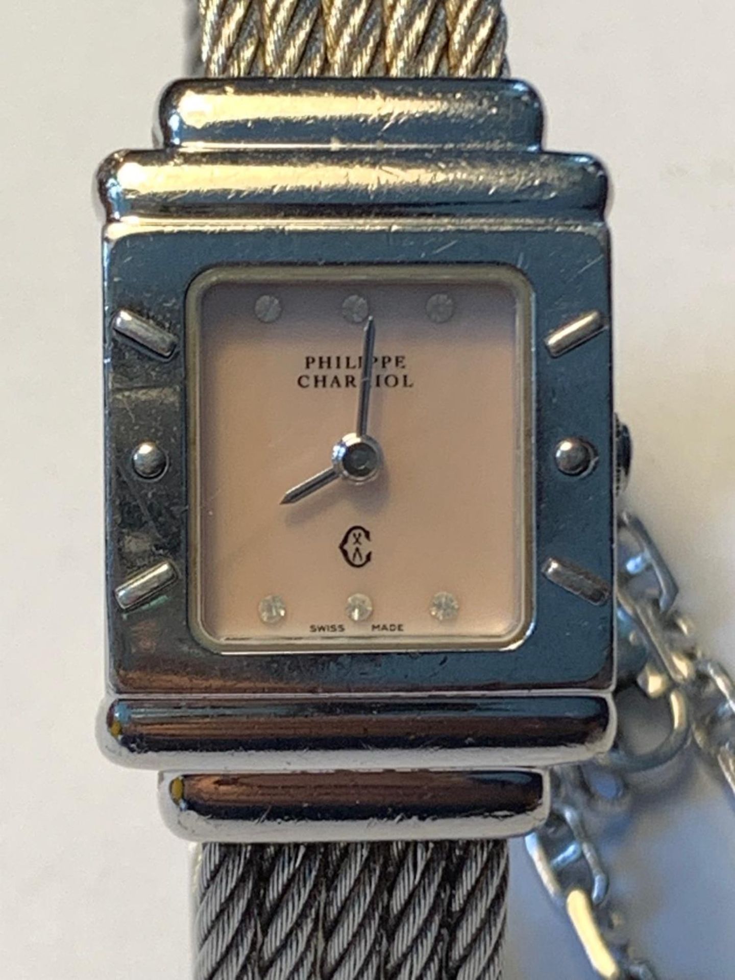 A PHILLIPE CHARRIOL SWISS MADE STERLING SILVER WRISTWATCH WITH ATTACHED BRACELET - Image 2 of 4