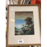 A WATERCOLOUR OF A COTTAGE AND DISTANT WINDMILL SIGNED BY THE LATE RICHARD GOLDING CONSTABLE,