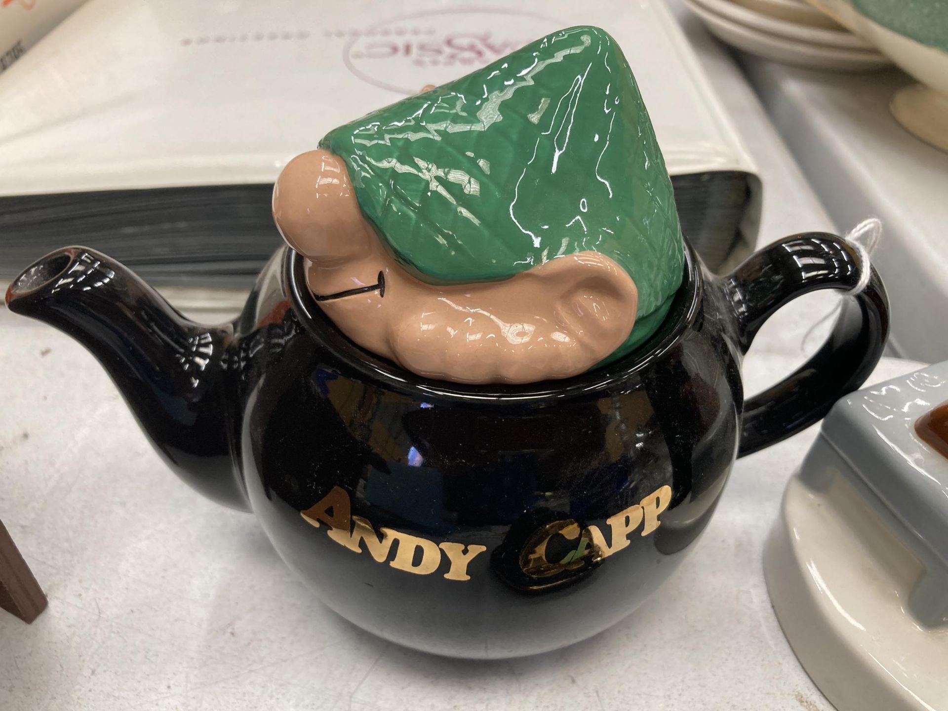 THREE PIECES OF WADE 'ANDY CAPP' TO INCLUDE A TEAPOT, TOAST RACK AND MONEY BOX - Image 4 of 5