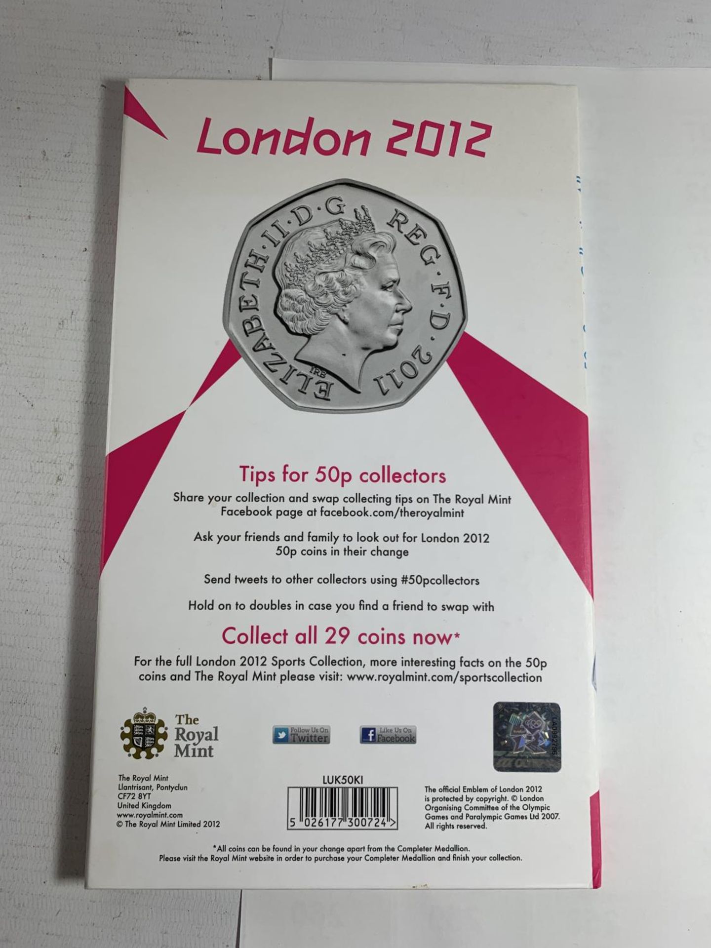 THE OFFICIAL ROYAL MINT LONDON 2012 50P SPORTS COLLECTION ALBUM - Image 5 of 5